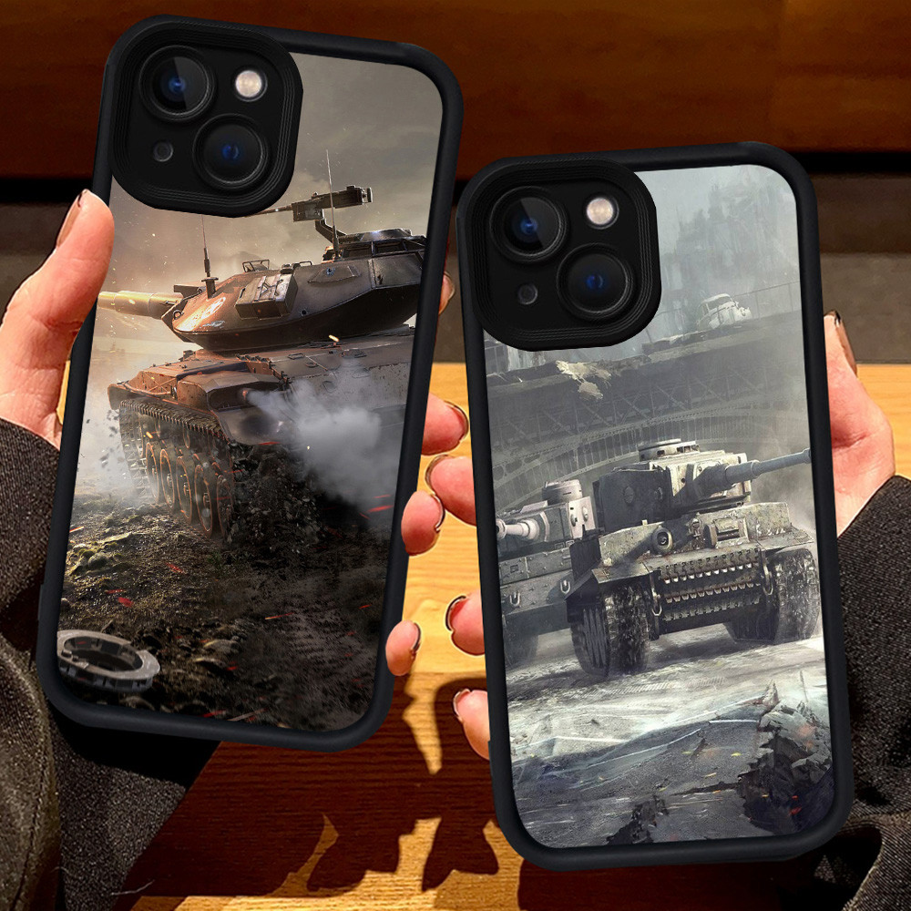S128 World of Tanks Casing สําหรับ iPhone 8 13 6s 6 7 14 Pro Max Plus สีดํา