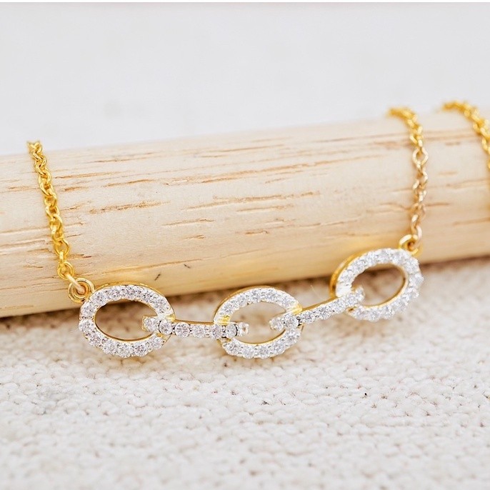 [ Pre-Order ] สร้อยคอพร้อมจี้เพชรแท้น้ำ100  ทองคำแท้9K (ทอง37.5%) เพชรเบลเยี่ยมแท้ ขายได้ [9KPN180]