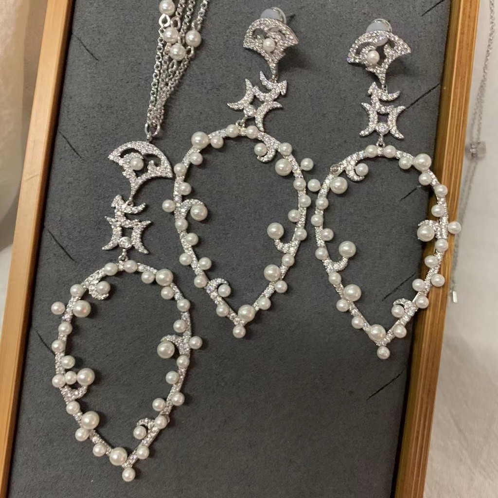 สร้อยคอมุกบาร็อคหญิงต่างหูมุกเรขาคณิต No. sfh122613283114