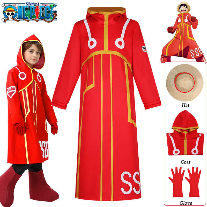 LY Anime ONE PIECE Luffy Cosplay Costume Egghead Island Monkey D Luffy Robe Hat Glove Outfit Hallow