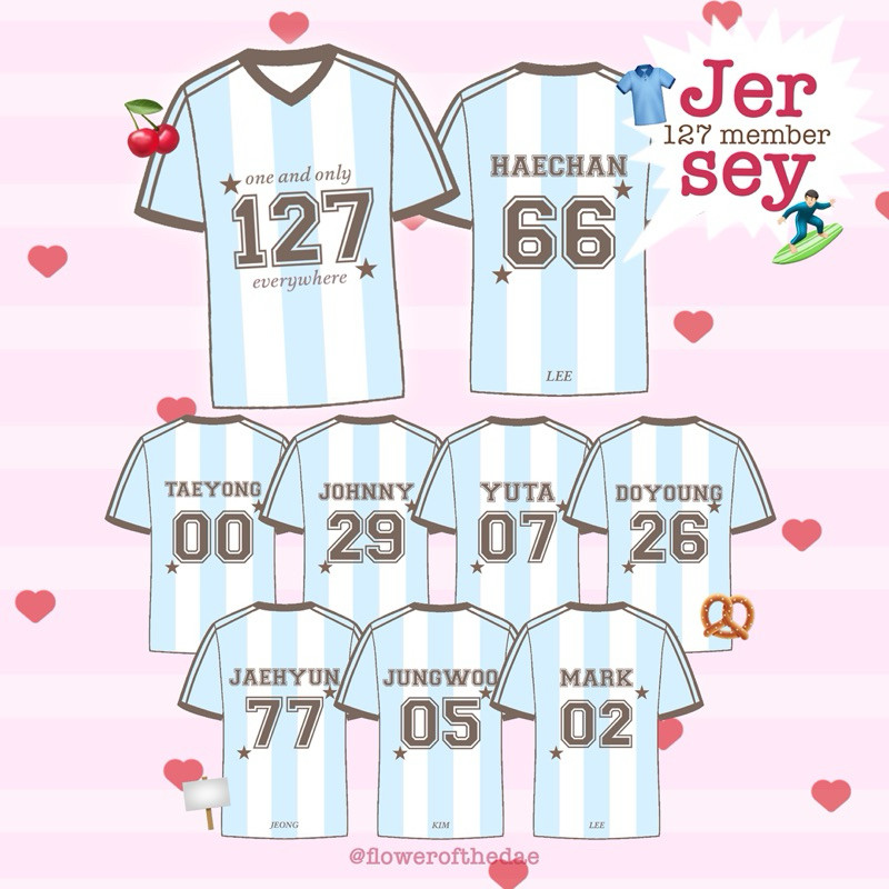 เสื้อ Jersey nct127 พร้อมส่ง ผ้าไมโครไม่มีปกไหล่สโลป