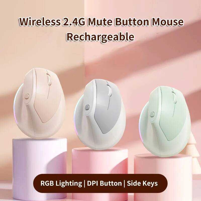 เมาส์แนวตั้ง Ergonomic 2.4Ghz เมาส์ไร้สายสําหรับเล่นเกมสํานักงานเมาส์คอมพิวเตอร์ออปติคัลเงียบ