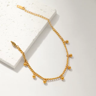 สร้อยข้อมือสแตนเลสสตีลสำหรับผู้หญิง ขนาดเล็ก ไม่ซีดจาง เคลือบเงาทอง 18K ปลอดภัยจากอาการแพ้ แฟชั่นเรียบหรู