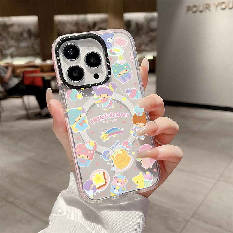 น่ารัก Gemini สติกเกอร์เค้กไร้สายชาร์จแม่เหล็กสําหรับ IPhone 11 14 15 16 Pro Max 12 13 Pro Max ฝาครอบ 15 16 PLUS ซิลิโคนนุ่มกันชนใสกันกระแทกปลอก