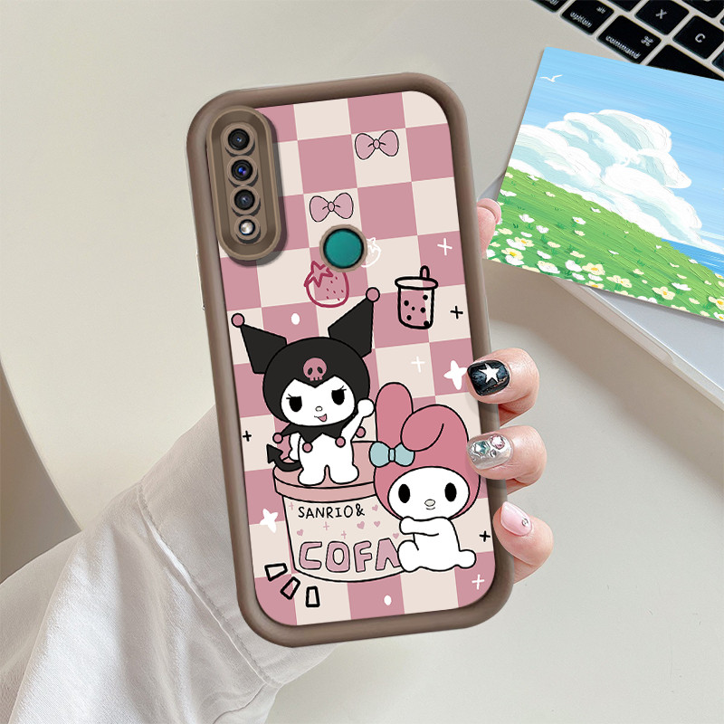 สําหรับ Huawei P30 Pro P40 Lite / Nova 7i 6SE 5t Y7 Pro Y9 Prime 2019 Y6P Y7A / Honor 200 Pro ปลอกการ์ตูนกระดานหมากรุกสีชมพู Kuromi Melody น่ารักซิลิโคนกันกระแทกเคสโทรศัพท์
