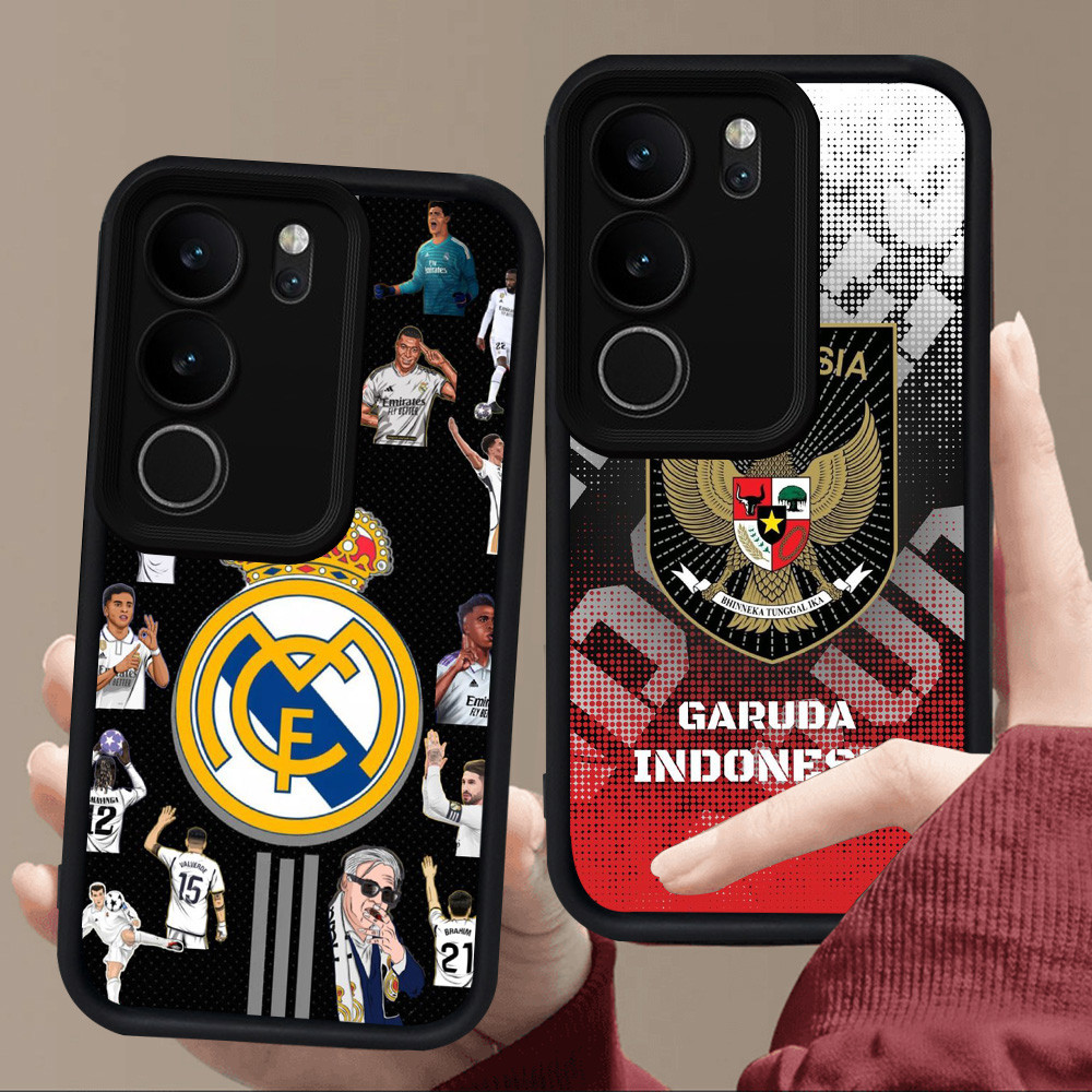 E62 แฟชั่นฟุตบอล FC สําหรับซิลิโคนสีดํา VIVO V40 V29 V29E Y81 Y300 Y100 Y29 V27E Y81s V27 Y200e Y19S