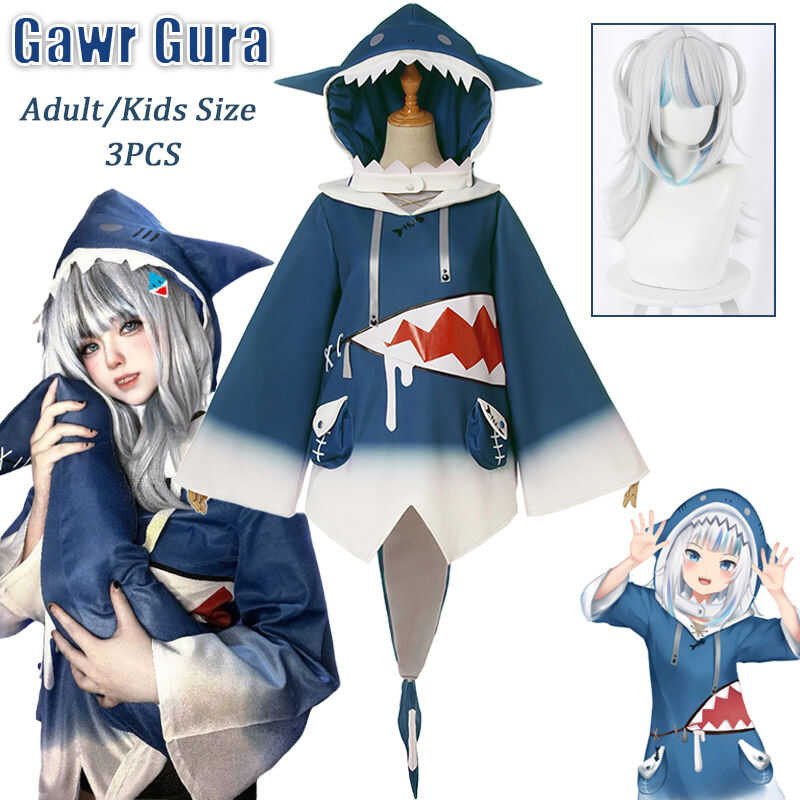 LY Anime Hololive Gawr Gura Cosplay Costume Virtual Anchor Gawr Gura Shark Dress Girls Women Lolita