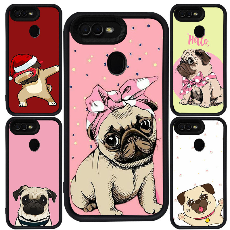 สําหรับ OPPO A1K A3S A12 F9 Pro F5 A5S A7 A12s A5 A12E F7 ซิลิโคนสีดํา M-7 สุนัขปั๊ก