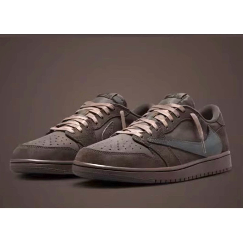 [ พร้อมส่ง ] Nike Air Jordan 1 x Travis Scott Velvet Brown and Dark Mocha 12US รองเท้า