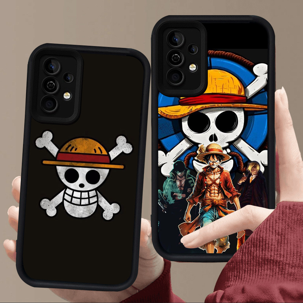 E1 One Piece โลโก้สําหรับซิลิโคนสีดํา Samsung A05S A35 A24 A04s A16 A14 A56 A34 S25 Ultra A25 A55 A3
