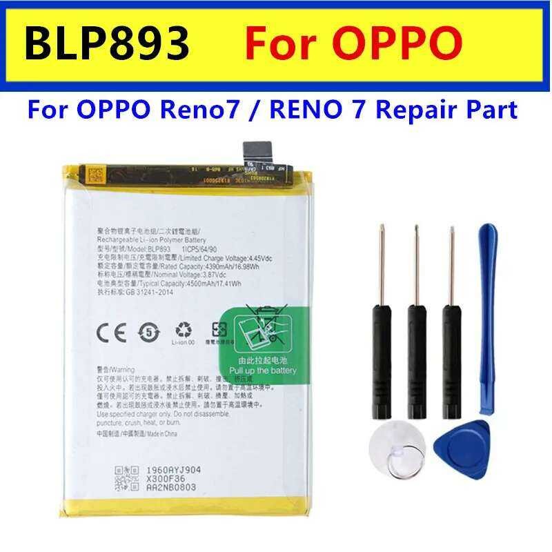 ❥ แบตเตอรี่ Blp893ของแท้สำหรับ OPPO Reno7/Reno 7อะไหล่สำหรับ