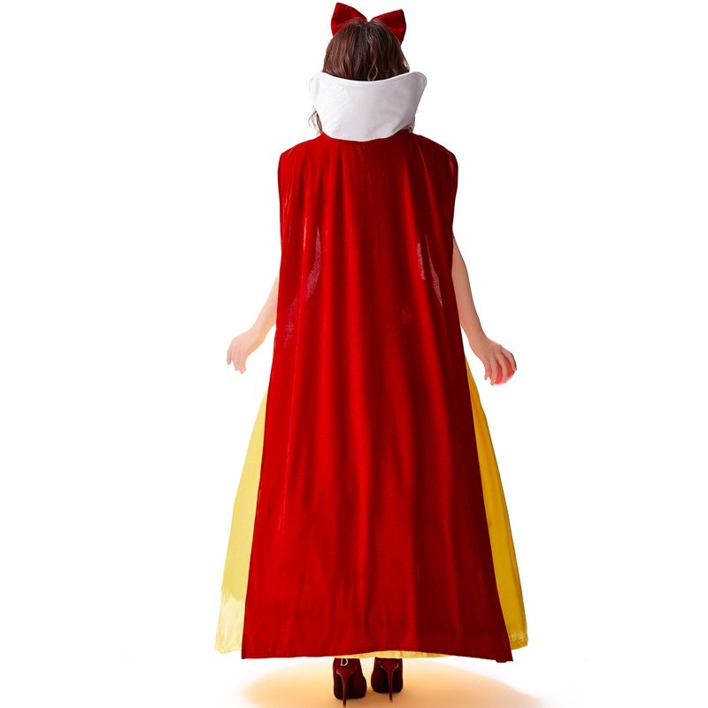 เจ้าหญิงสโนว์ไวท์คอสเพลย์เครื่องแต่งกายสําหรับผู้หญิงชุดยาวกับเคปฮาโลวีนคริสต์มาสพรรคชุดประสิทธิภาพเสื้อผ้าชุด - รูปที่ 5