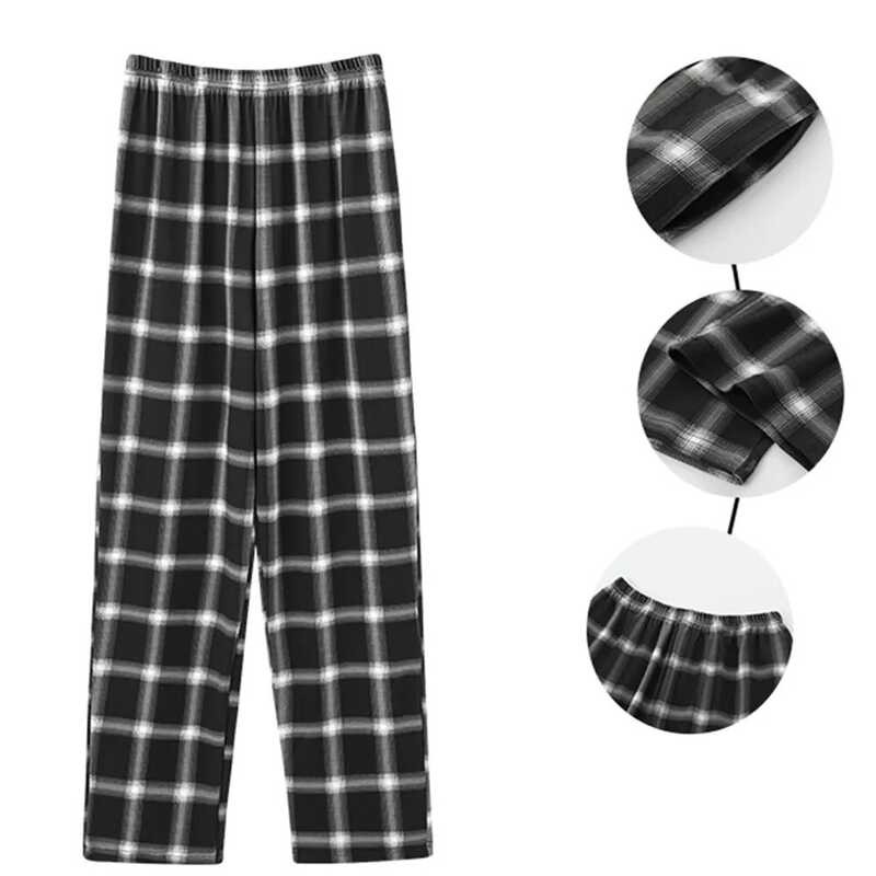 ❤ Men’S Cotton Flannel Plaid Pama Sleep Casual Loose Trousers Loungewear Lounge Bottoms Pyjamas