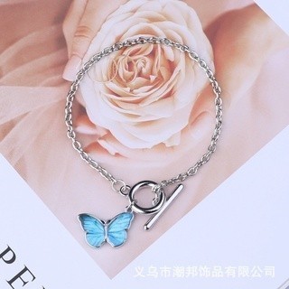 ,,(Q-88) สร้อยแฟชั่น Blue Butterfly มีทั้ง สร้อยคอ กำไล ผีเสื้อ อะไหล่เงิน