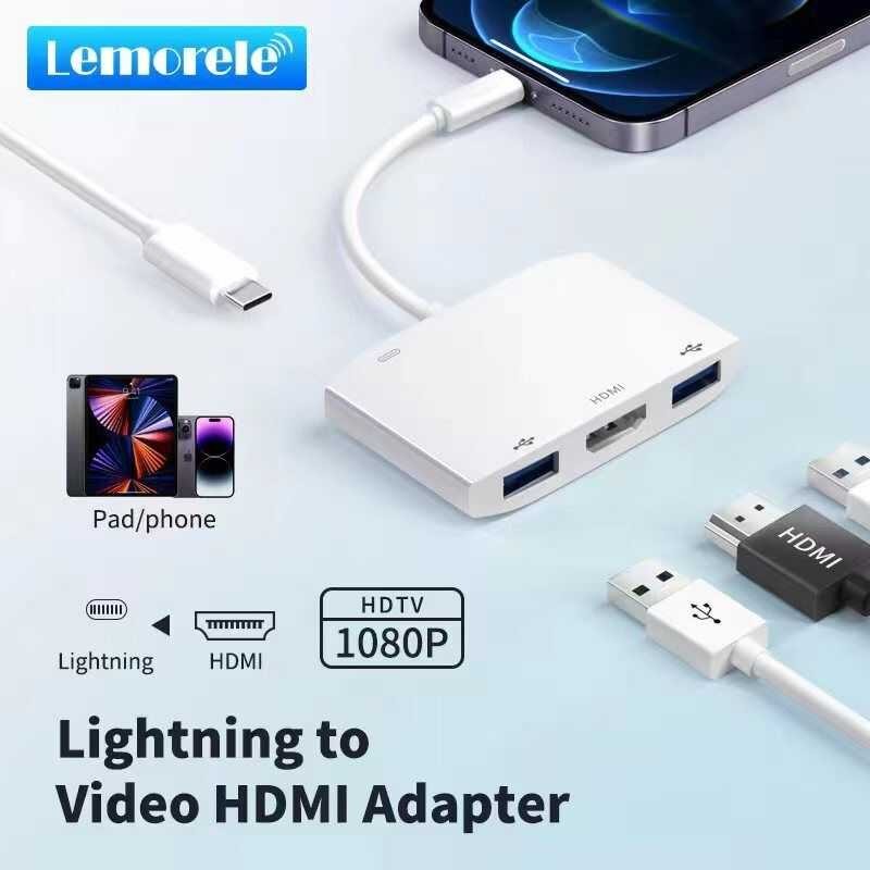 ❤ Lemorele Lc05l Hub อะแดปเตอร์ USB สำหรับแท็บเล็ต1080p HDMI Digital AV 2กล้อง Usb/คีย์บอร์ด/เม