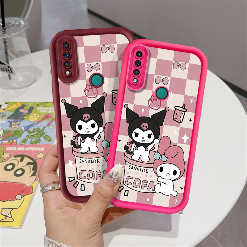 สําหรับ Huawei P30 Pro P40 Lite / Nova 7i 6SE 5t Y7 Pro Y9 Prime 2019 Y6P Y7A / Honor 200 Pro ปลอกการ์ตูนกระดานหมากรุกสีชมพู Kuromi Melody น่ารักซิลิโคนกันกระแทกเคสโทรศัพท์