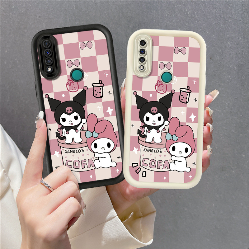 สําหรับ Huawei P30 Pro P40 Lite / Nova 7i 6SE 5t Y7 Pro Y9 Prime 2019 Y6P Y7A / Honor 200 Pro ปลอกการ์ตูนกระดานหมากรุกสีชมพู Kuromi Melody น่ารักซิลิโคนกันกระแทกเคสโทรศัพท์