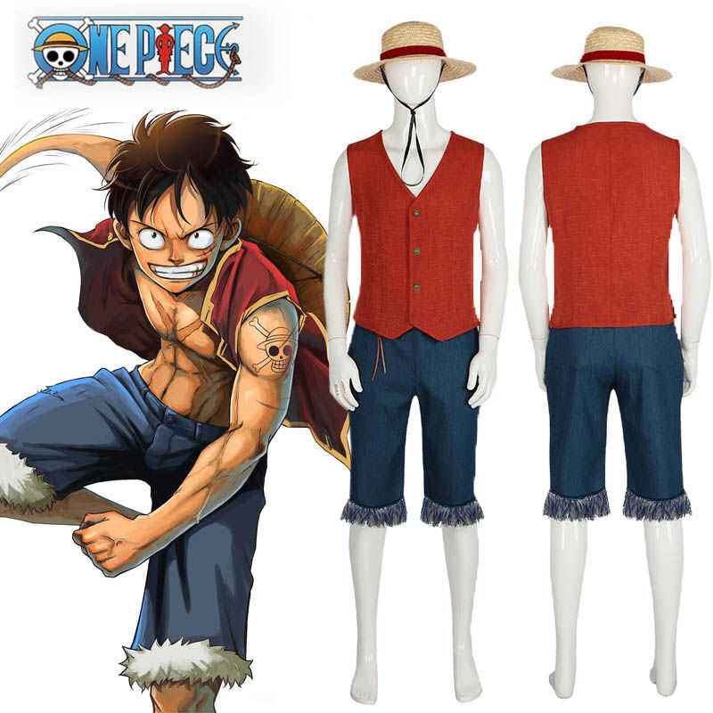 LY Movie One Piece Luffy Cosplay Costume Movie Version Same Monkey D Luffy Vest Pants Outfits Luffy