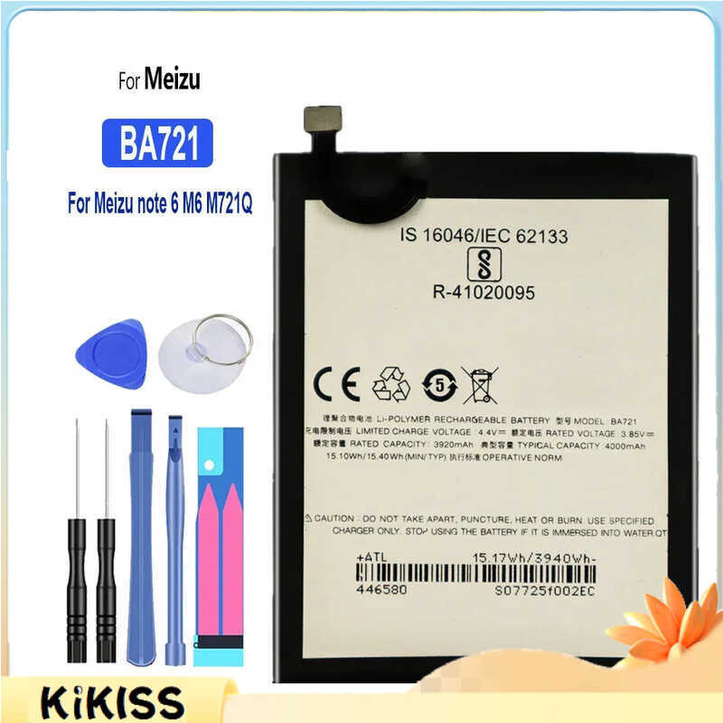 สำหรับMeizu M6 Note โทรศัพท์มือถือแบตเตอรี่พรีเมี่ยมเครื่องมือฟรี M721H M721L M721Q BA7214000mAh