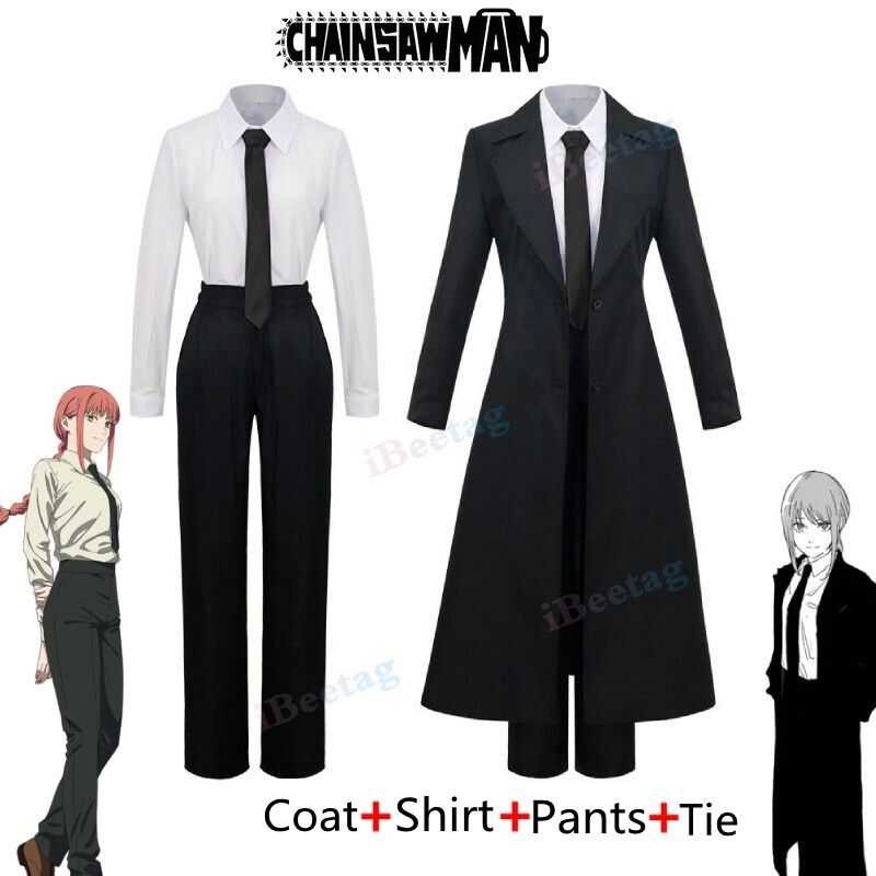 LY 【Topbetter】Chainsaw Man1/2 Makima Hayakawa Cosplay Costume Halloween Party Black Suit Shirt Pant