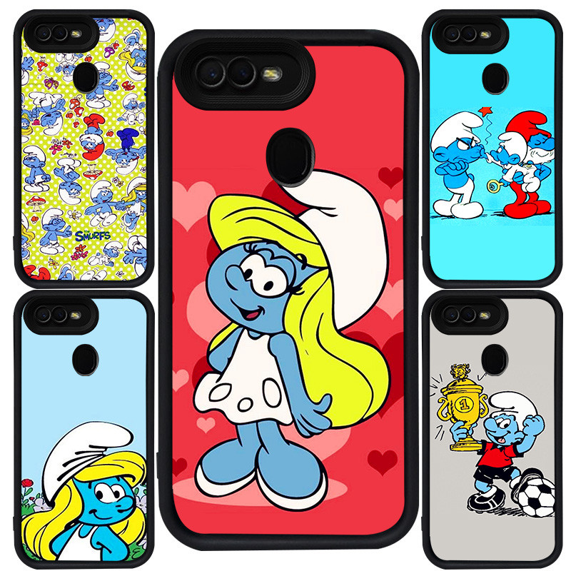สําหรับ OPPO A1K A3S A12 F9 Pro F5 A5S A7 A12s A5 A12E F7 ซิลิโคนสีดํา M-60 Smurfs การ์ตูน