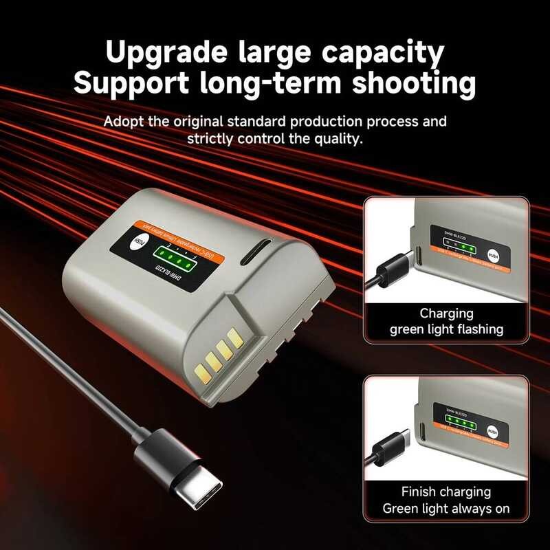 ▥ Dmw-Blk22 Dmw Blk22 2500Mah แบตเตอรี่พร้อมพอร์ตชาร์จ Usb-C เร็วสำหรับ  Lumi Dc-S5 II