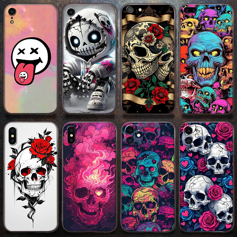 เคสโทรศัพท์สีดําแฟชั่นสําหรับRealme C51S C67 C68 C63 C61 P1 หมายเหตุ 50 VT6 Creative Skull caseg