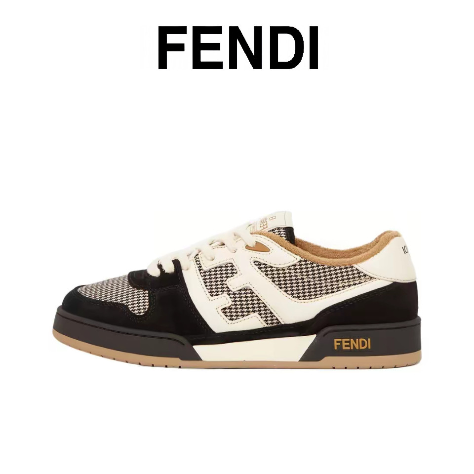 Fendi Match รองเท้าลำลองที่สะดวกสบายสำหรับผู้ชายและผู้หญิงรองเท้าผ้าใบไม่หุ้มข้อ