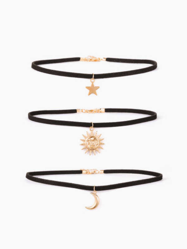 ▣ Cider สร้อยคอผู้หญิง จี้พระอาทิตย์&พระจันทร์&ดวงดา