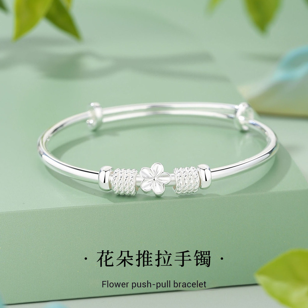 Jf สร้อยข้อมือดอกไม้ S999 เงินสเตอร์ลิงใหม่สไตล์จีน Niche High-End Feeling Non-Fade ปรับสร้อยข้อมือ