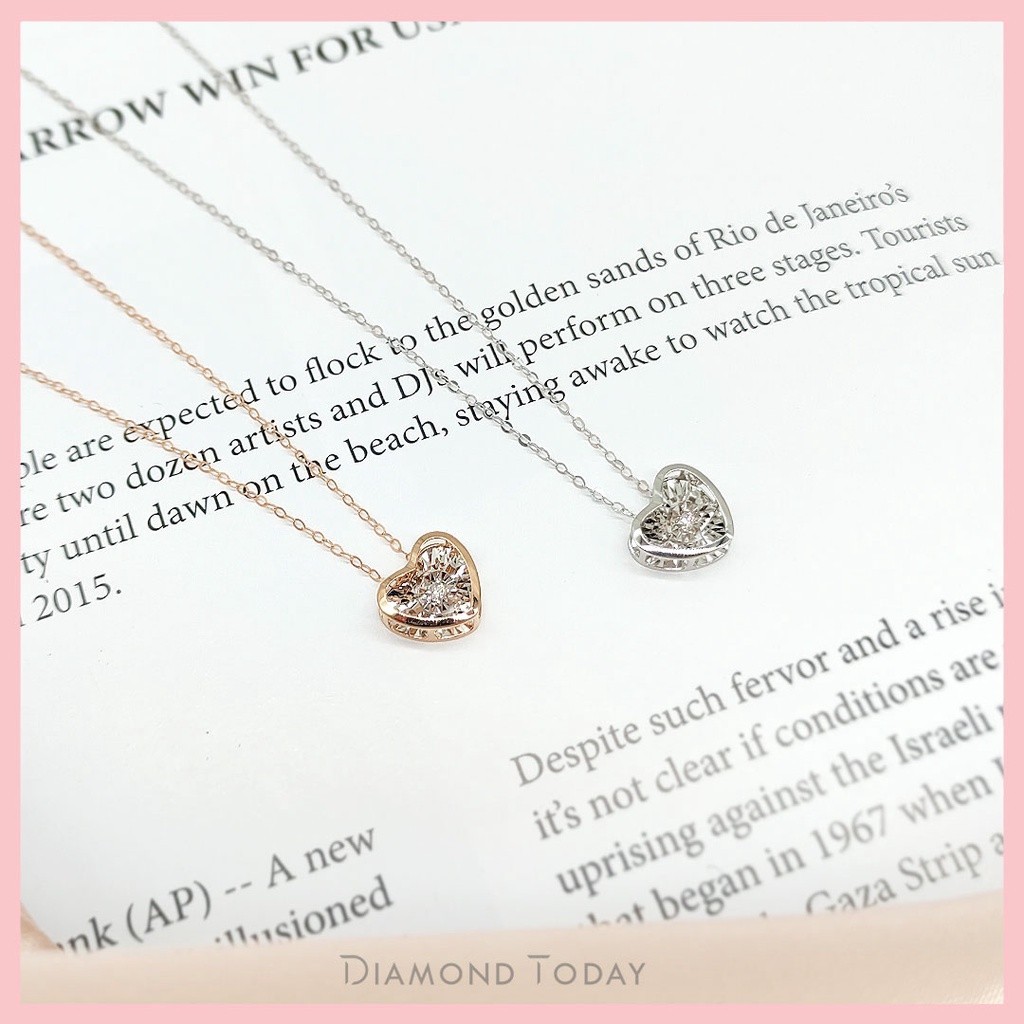 สร้อยคอพร้อมจี้หัวใจ Dazzling Diamond 0.02 กะรัต Color F ตัวเรือนทองคำแท้ 18K