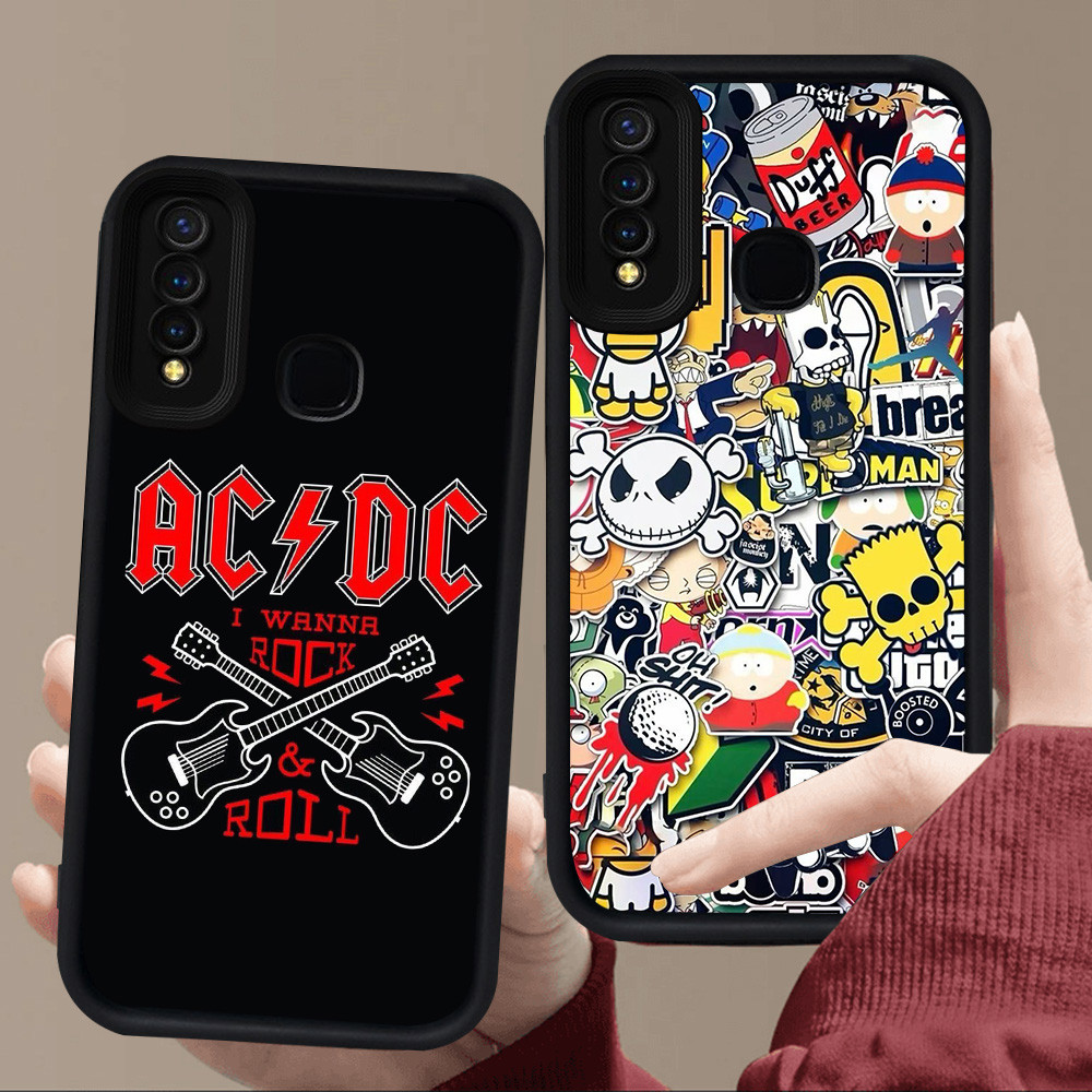 E77 แฟชั่น Rock Band สําหรับซิลิโคนสีดํา VIVO Y91C Y17 Y91 Y50 V9 Y95 Y30 Z1 Pro Y19 Y12 Y15 Y30i Y9