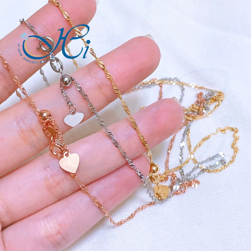 สร้อยคอ ปรับขนาดได้ ADJ ตะขอก้ามปู ทองคำแท้ ทอง18k Italy(75%) ลายDisgo มีใบรับประกันจากทางร้าน HIGE