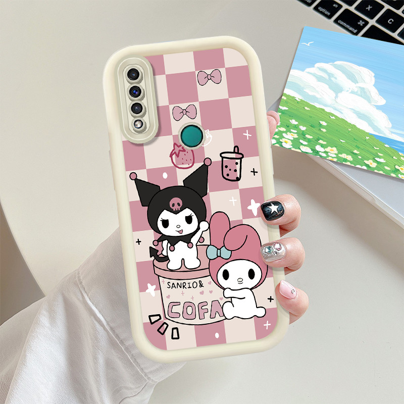 สําหรับ Huawei P30 Pro P40 Lite / Nova 7i 6SE 5t Y7 Pro Y9 Prime 2019 Y6P Y7A / Honor 200 Pro ปลอกการ์ตูนกระดานหมากรุกสีชมพู Kuromi Melody น่ารักซิลิโคนกันกระแทกเคสโทรศัพท์