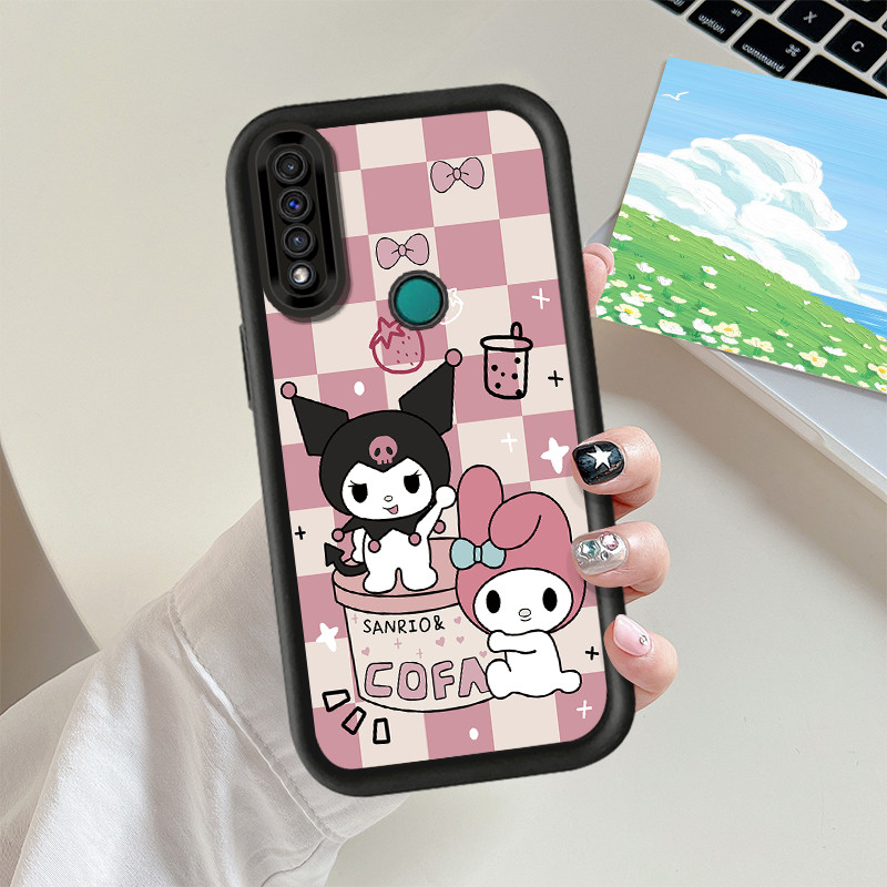 สําหรับ Huawei P30 Pro P40 Lite / Nova 7i 6SE 5t Y7 Pro Y9 Prime 2019 Y6P Y7A / Honor 200 Pro ปลอกการ์ตูนกระดานหมากรุกสีชมพู Kuromi Melody น่ารักซิลิโคนกันกระแทกเคสโทรศัพท์