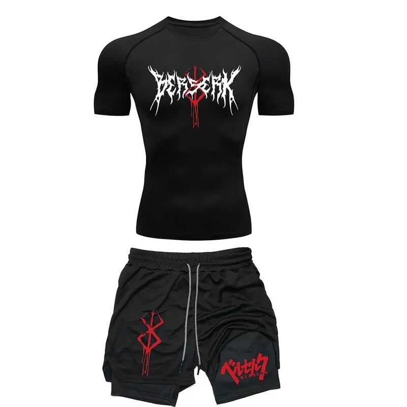 Anime Berserk Compression Men's Workout Gym Tshirts Breathable Running Shorts Quick Dry Sports Rash