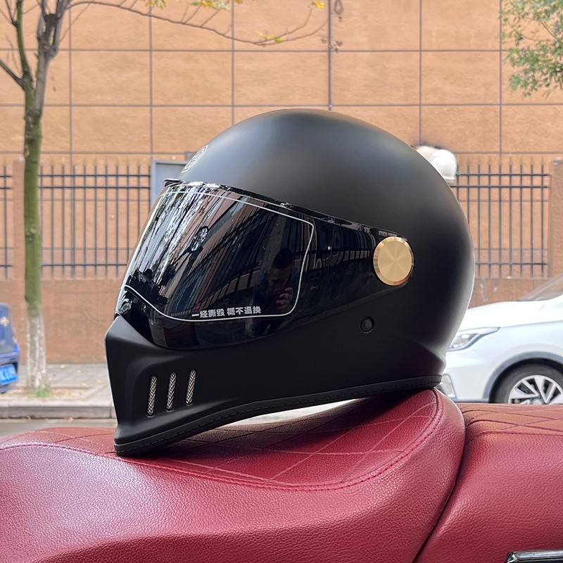 hot🔥การประกันคุณภาพ🔥 import ORZ Motorcycle Helmet Retro Cruise Harley Dual Lens Motorcycle Man Fu