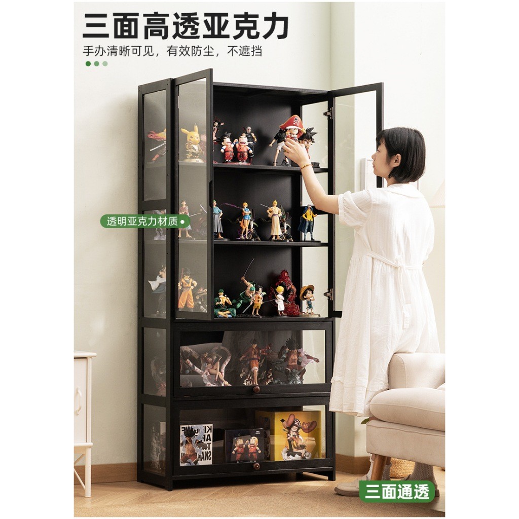 hot🔥การประกันคุณภาพ🔥 import LULU Display Cabinet Transparent Glass Acrylic Showcase 5/4Layers Storag