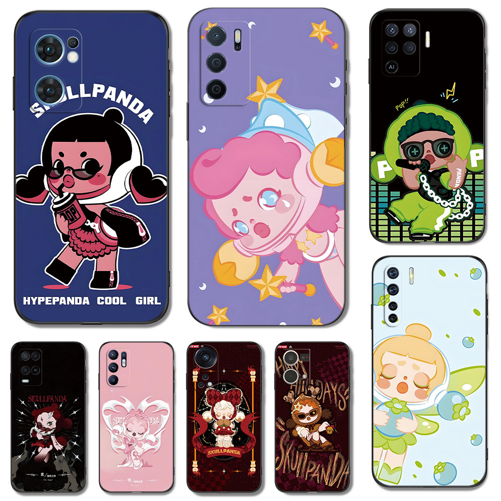 เคส สำหรับ Oppo A15 A15S A76 4G Skullpanda ลมจีน เคส Case สีดํา สีแดง แปลกๆ น่ารัก Cute เท่ๆ สวยๆ ไท