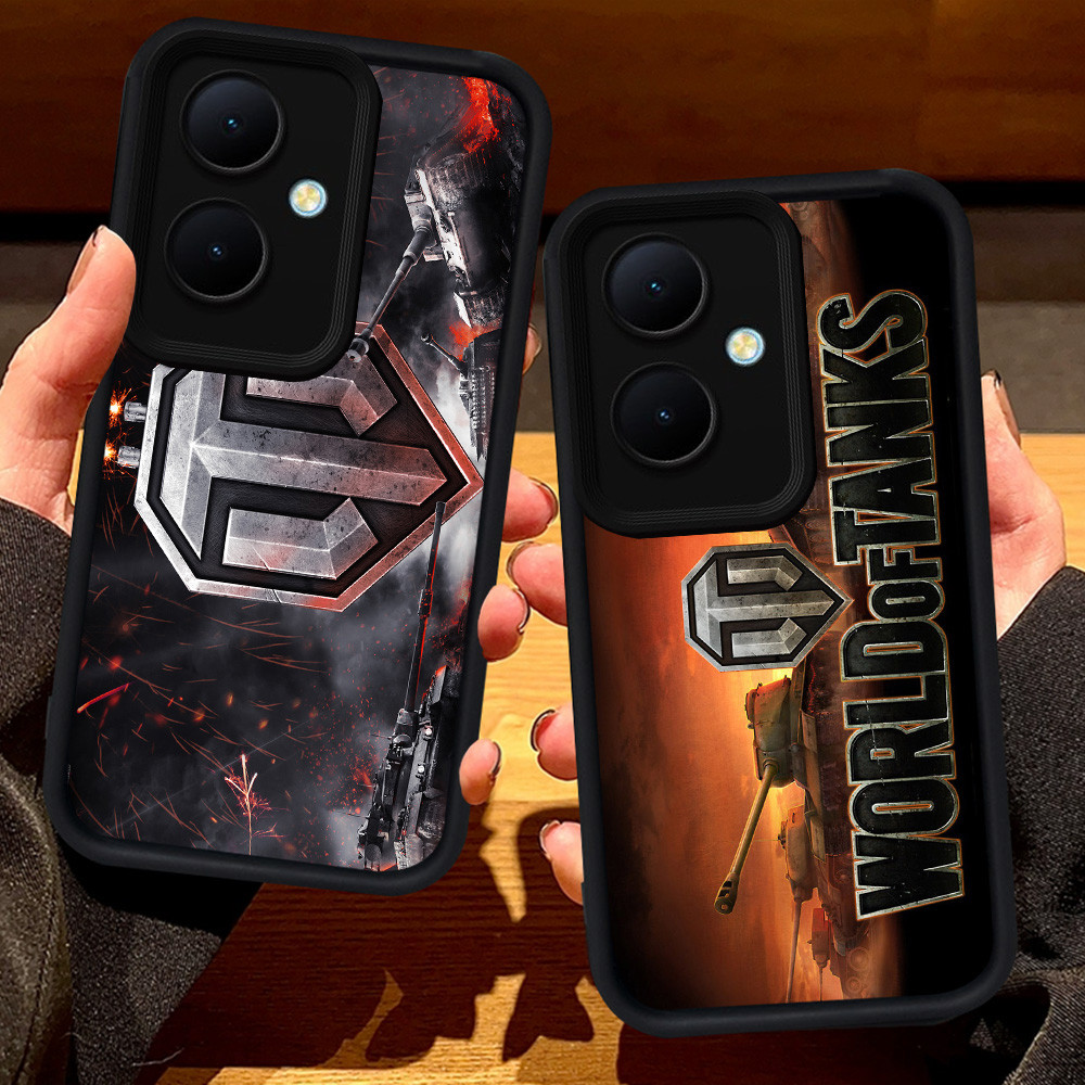 S128 World of Tanks Casing สําหรับ OPPO Reno 11F 10 13F 8T 11 Pro 5G สีดํา