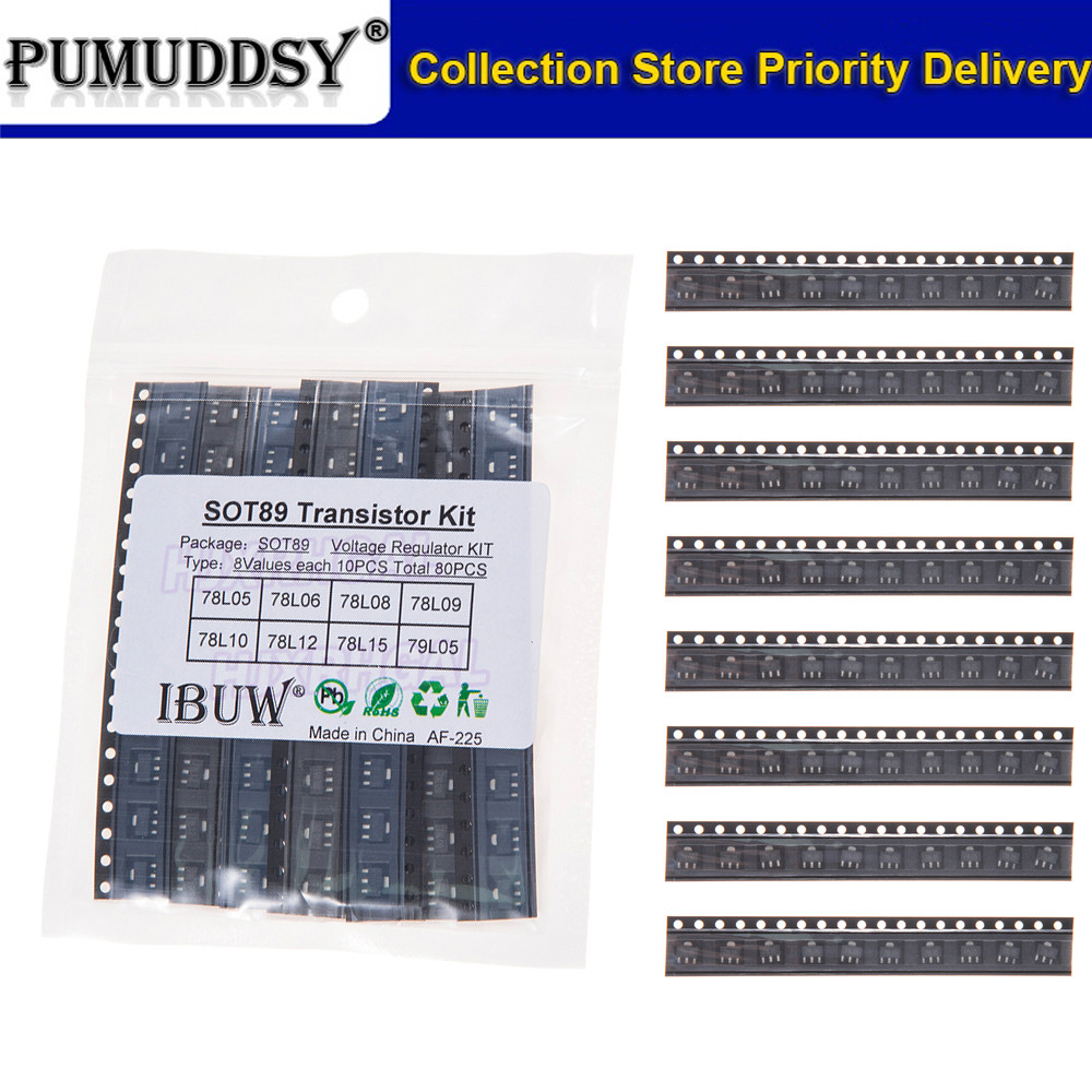 SOT-89 ทรานซิสเตอร์ SMD Assorted KIT รวม 8kinds X10PCS = 80PCS บรรจุ 78L05 78L06 78L08 78L09 78L10 7