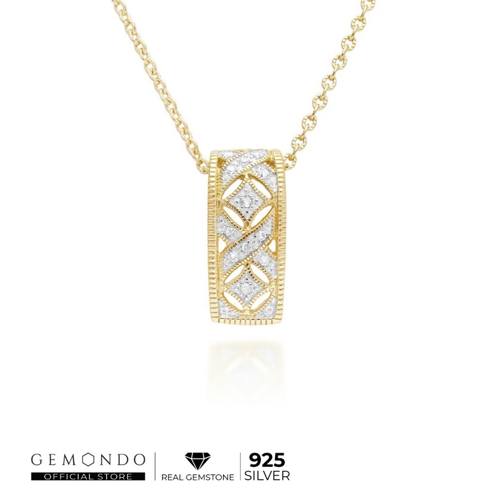 Gemondo สร้อยคอเงินแท้ 925 ชุบทองคำ 18K ประดับเพชร (Diamond) ดีไซน์แฝงสัญลักษณ์ XOXO