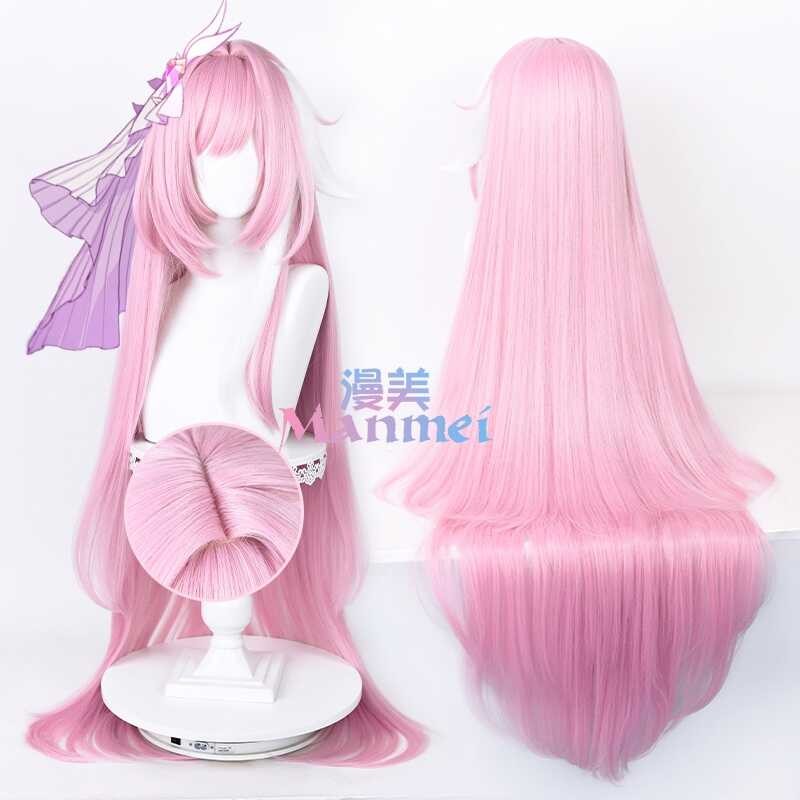 ▣ Manmei Honkai Impact 3 Elysia Cosplay Wig Long Pink Heat Resistant Hair Halloween Woman Cute