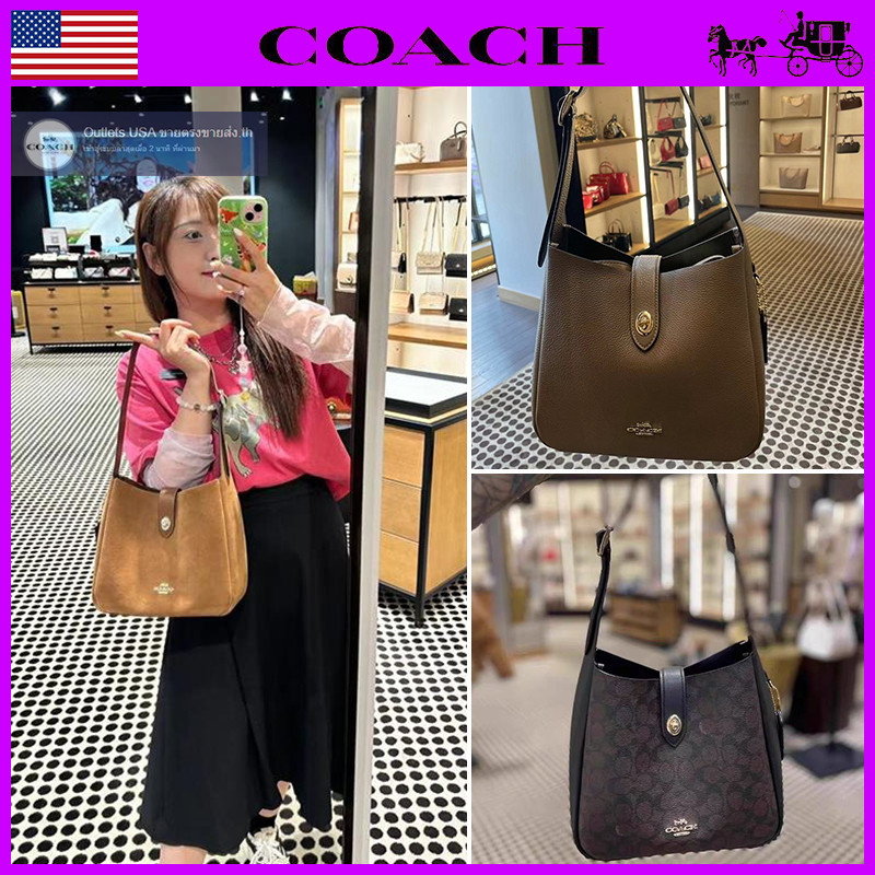จัดส่งรวดเร็ว ของแท้ 100% Coach CW002 CW003 CW004 Hadley กระเป๋าสะพายผู้หญิงกระเป๋าถือแฟชั่นผู้หญิง