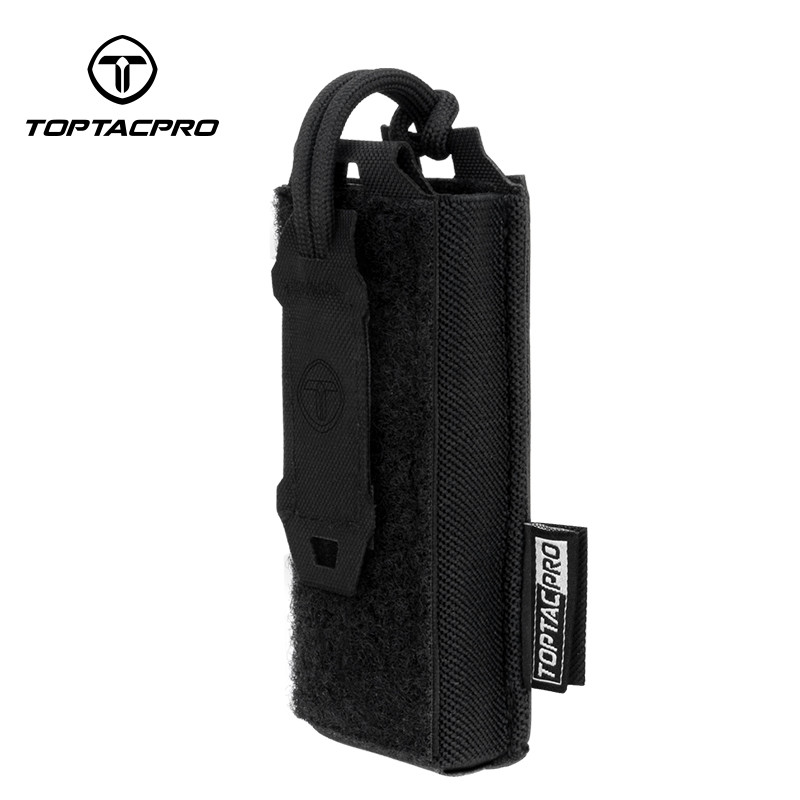 TOPTACPRO Tactic Single 9mm Magazine Pouch with Mini Tool Storage MOLLE Compatible Hook & Loop Closu