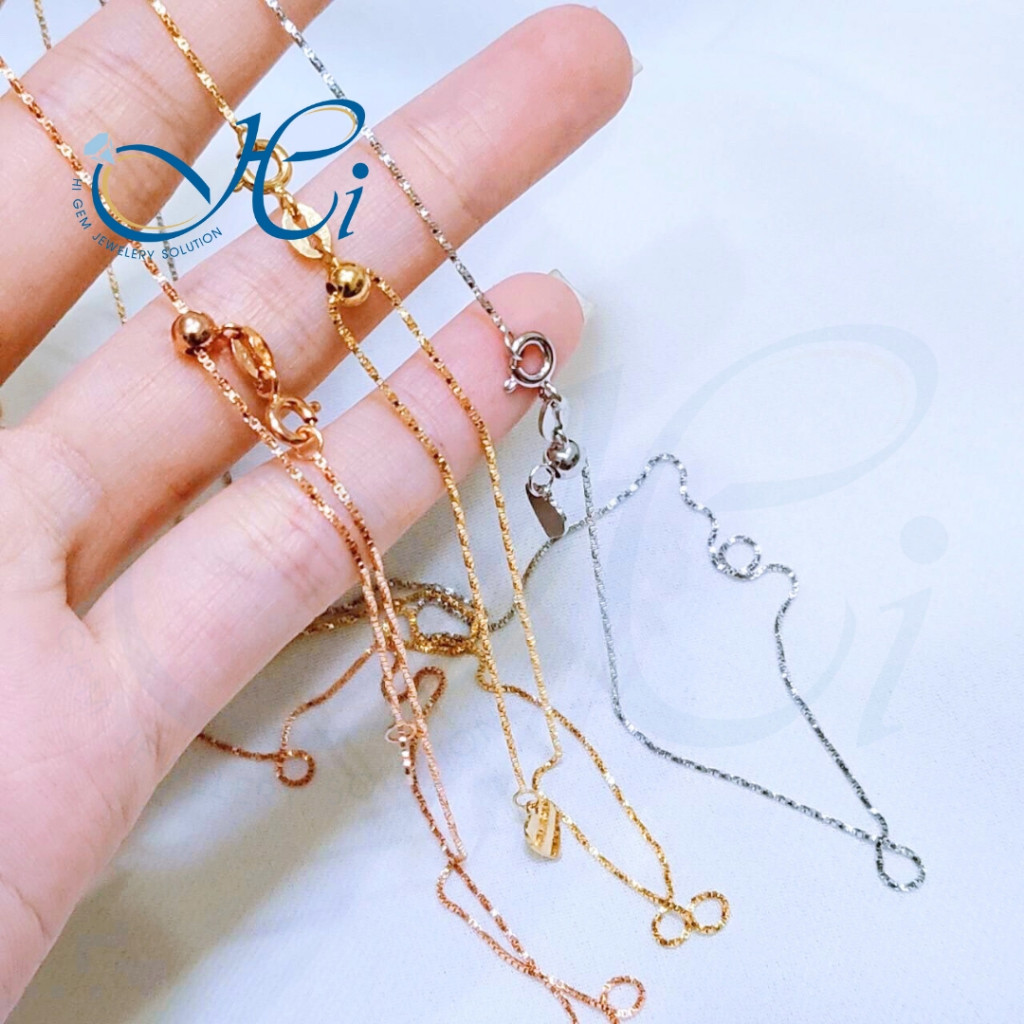 สร้อยคอ ปรับขนาดได้ ADJ ตะขอก้ามปู ทองคำแท้ ทอง18k Italy (75%) ลายBoxมีใบรับประกันจากทางร้าน HIGEM