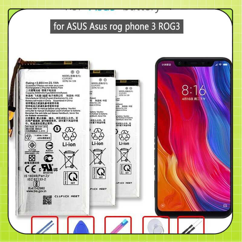 C11P1903 6000mAh แบตเตอรี่สำหรับอัสซุส rog โทรศัพท์ 3 ROG3