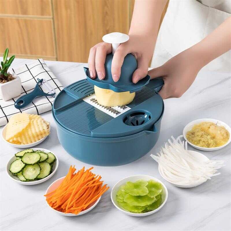 1Pc Green/Blue/Pink Kitchen Multifunctional Salad Utensils Chopper Carrot Potato Manual Shredder Coo