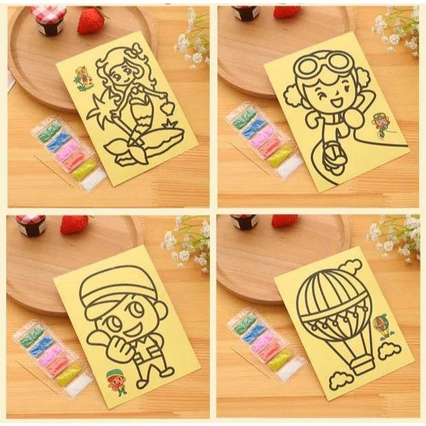 hot🔥การประกันคุณภาพ🔥 import DIY Crafts Sand Art Color Sand Painting For Kids Drawing Goodies Birt