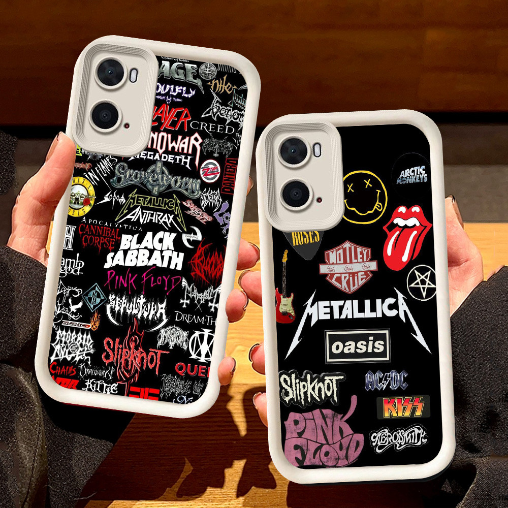 เคสสีขาวสําหรับ OPPO A57 A76 A57s A77s A57e A96 A77 A36 S20 Rock Band